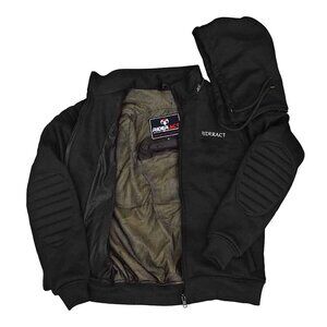RIDERACT® Motorcycle Hoodie Mens Black Detachable Hood Armored Riding Sweatshirt